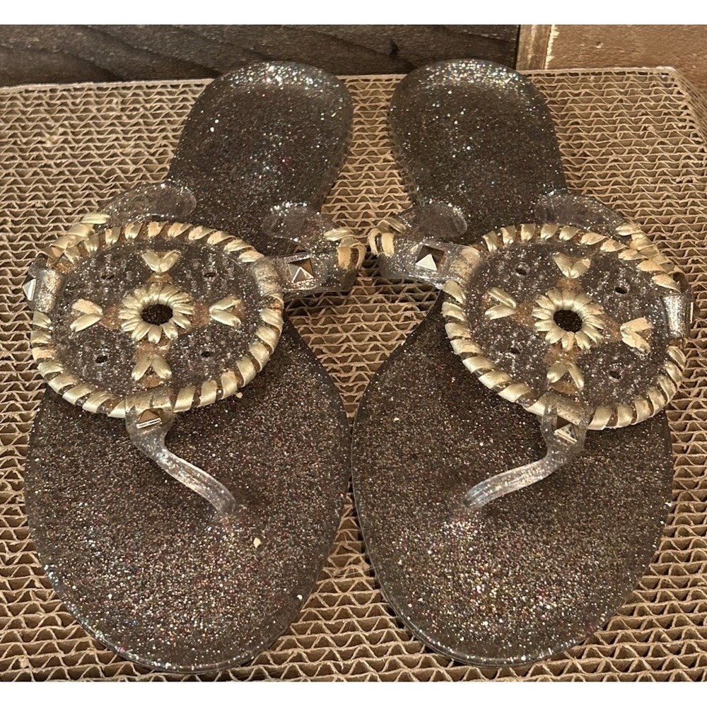 Jack Rogers Georgica Glitter Jelly Thong Sandals‎ Size 7 EUC